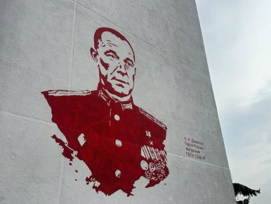 В СОШ №47 торжественно открыли художественный мурал, посвященный выпускнику школы, Герою Российской Федерации Данилову Александру Александровичу