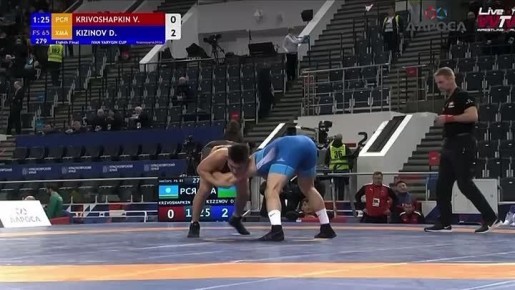 До 65 кг1/8. Джамбулат Кизинов (ХМАО) - Кривошапкин (РСЯ) 4:1