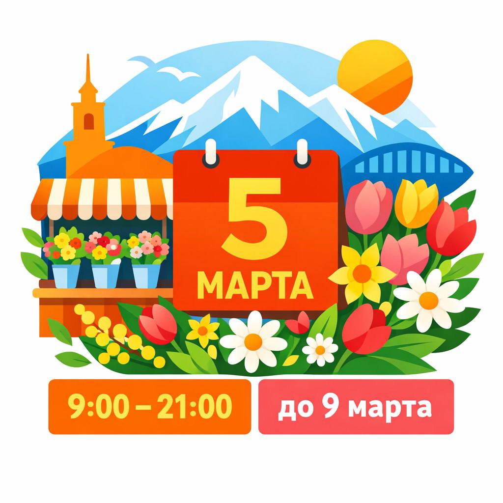 Семь цветочных ярмарок откроются во Владикавказе в преддверии Международного женского дня