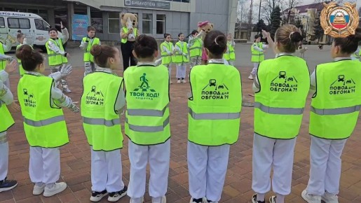 Флешмоб "Засветись в танце и на дороге!" с участием ростовых кукол провели полицейские Северной Осетии