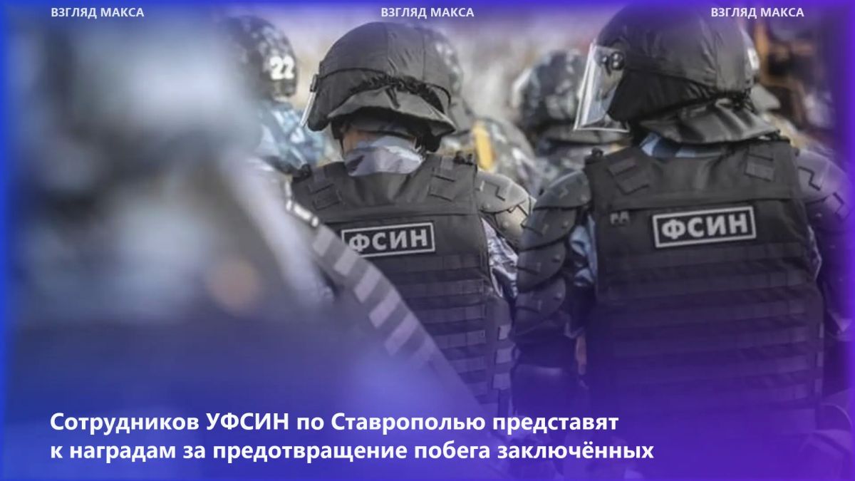 Сотрудников УФСИН по Ставропольскому краю, которые предотвратили побег заключённых из спецвагона поезда Владикавказ — Адлер и локализовали ситуацию на станции Муртазово, представят к государственным наградам России