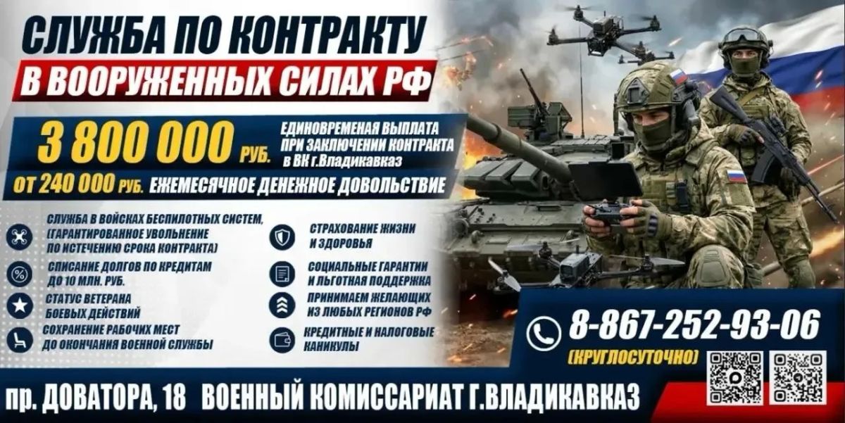 Министерство обороны Российской Федерации проводит отбор на военную службу по контракту Рассматриваются граждане РФ и стран СНГ от 18 до 60 лет