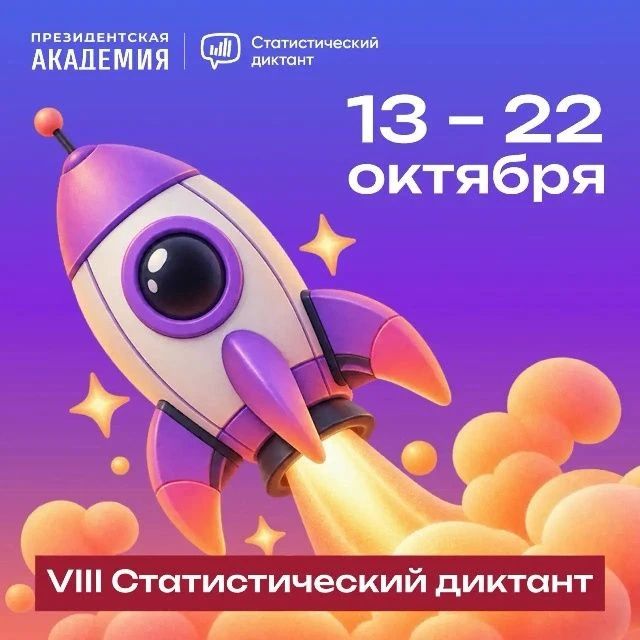 Статистический диктант. Федеральной службой государственной статистики совместно с платформой «Россия – страна возможностей» с 13 по 22 октября в формате онлайн проводится седьмой Статистический диктант