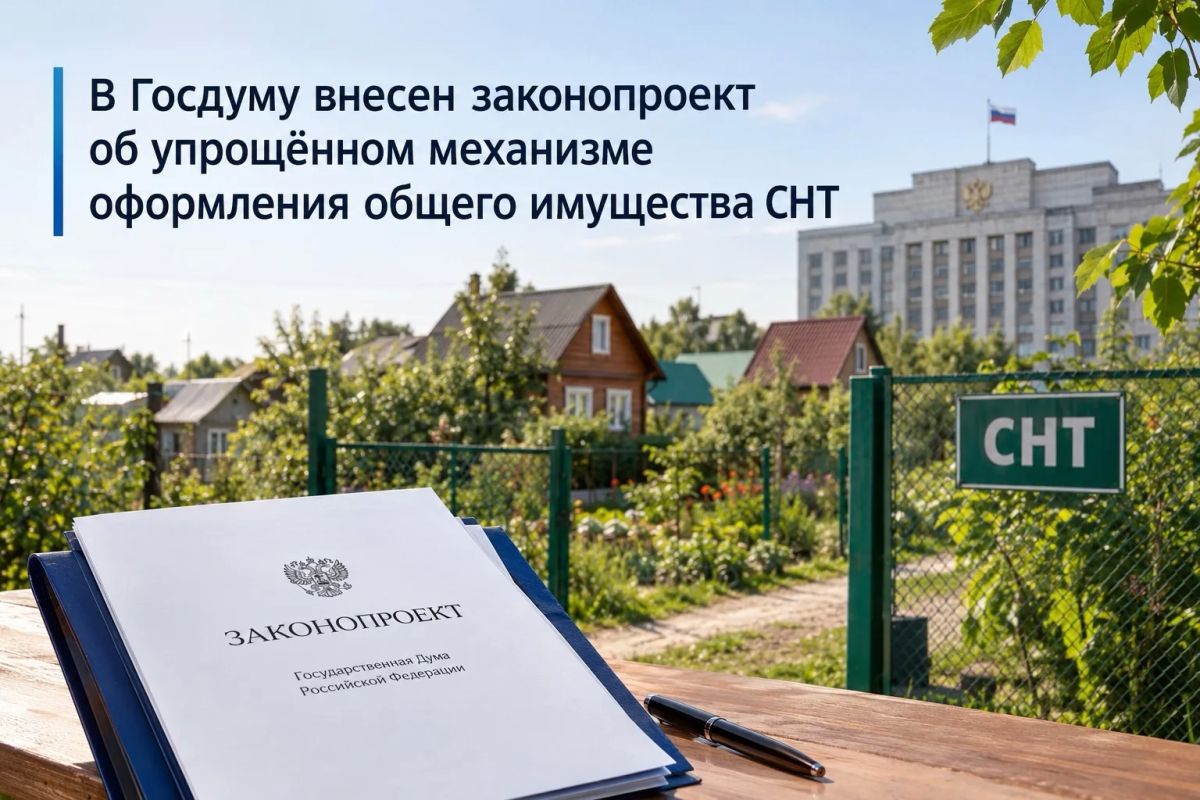 Законопроект об упрощенном механизме оформления общего имущества СНТ